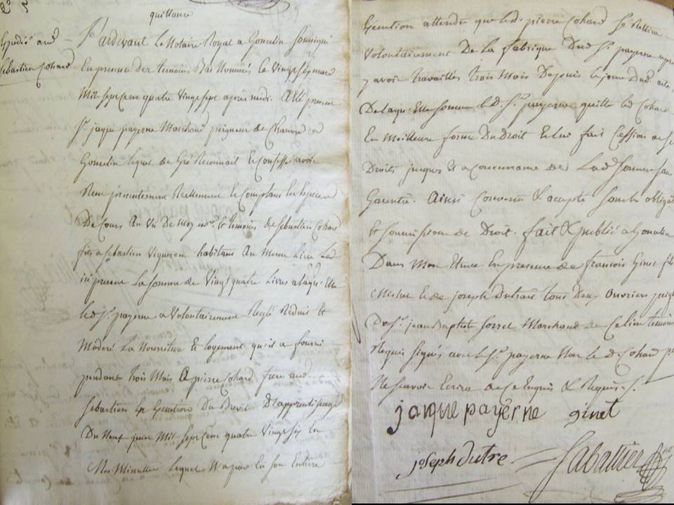 Quittance Contrat d'apprentissage 1786